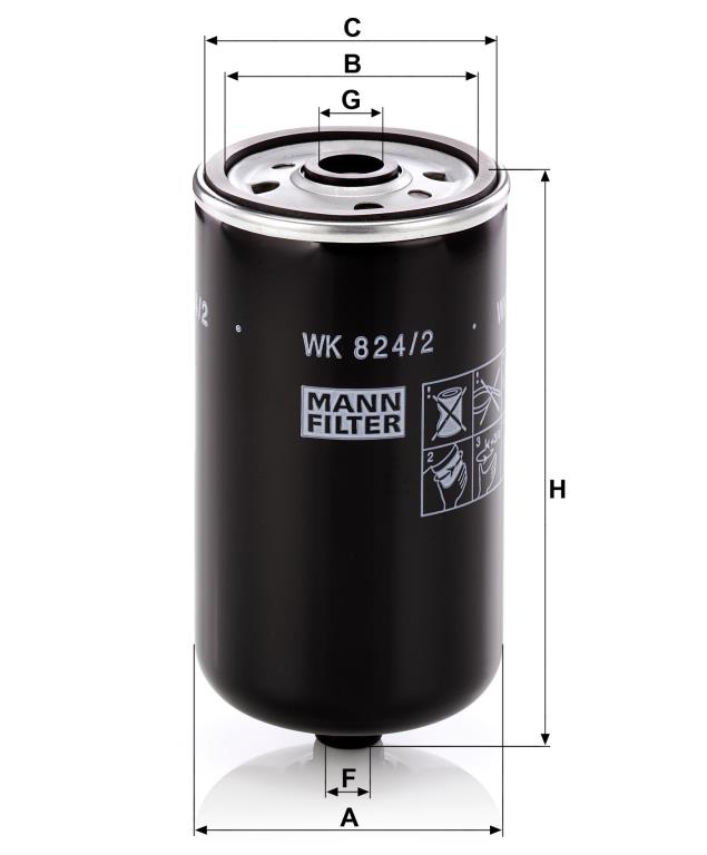 Filtre à carburant (Filtre à gasoil) MANN-FILTER ref. WK 824/2