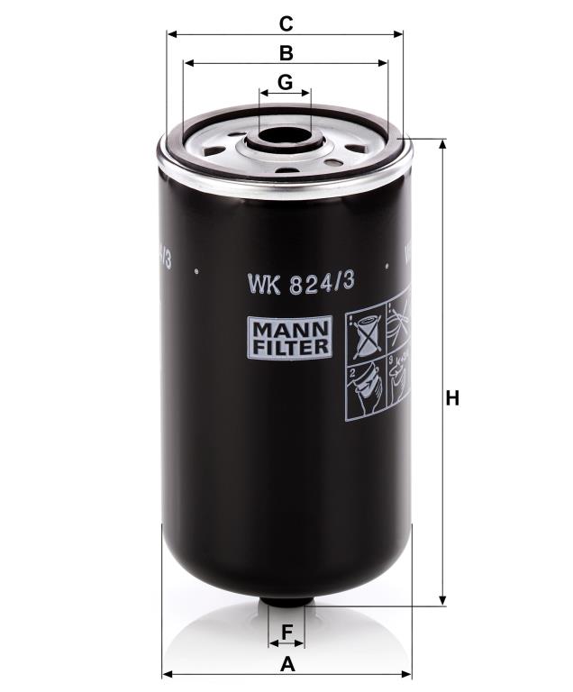 Filtre à carburant (Filtre à gasoil) MANN-FILTER ref. WK 824/3