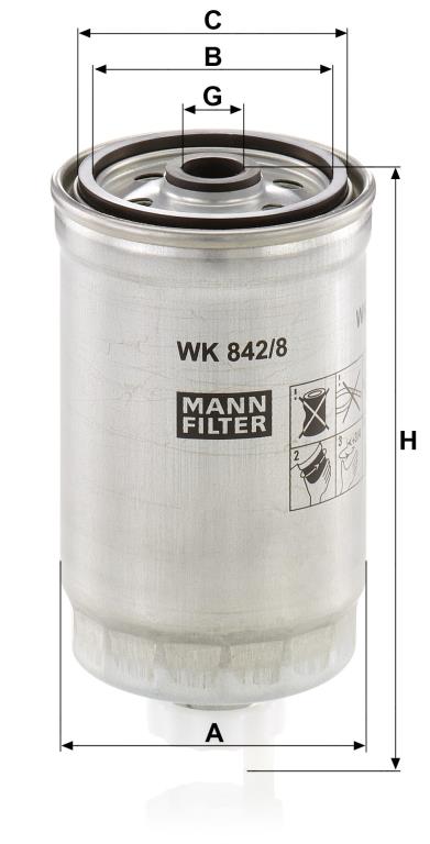 Filtre à carburant (Filtre à gasoil) MANN-FILTER ref. WK 842/8