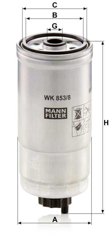 Filtre à carburant (Filtre à gasoil) MANN-FILTER ref. WK 853/8
