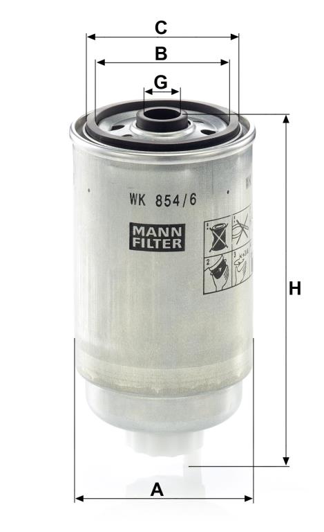 Filtro combustible MANN-FILTER ref. WK 854/6