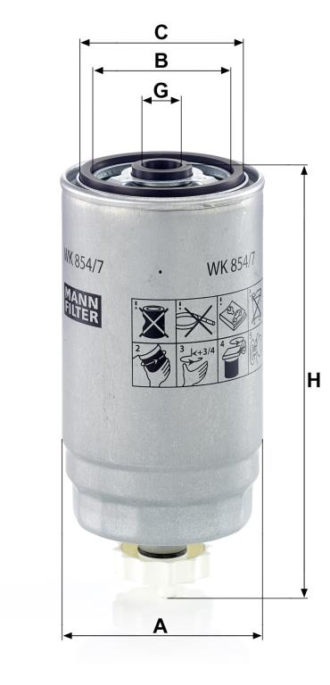 Filtre à carburant (Filtre à gasoil) MANN-FILTER ref. WK 854/7