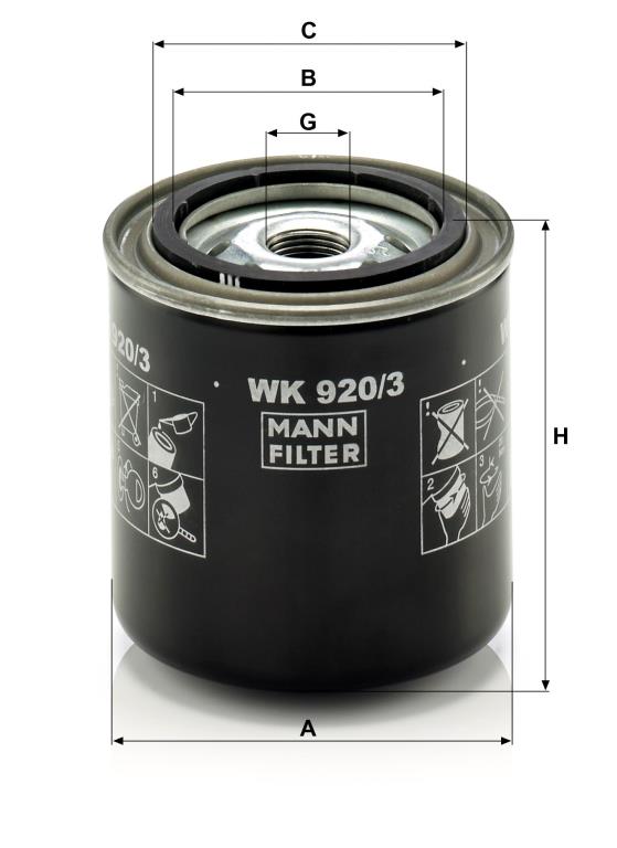 Filtre à carburant (Filtre à gasoil) MANN-FILTER ref. WK 920/3