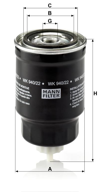 Filtro combustible MANN-FILTER ref. WK 940/22