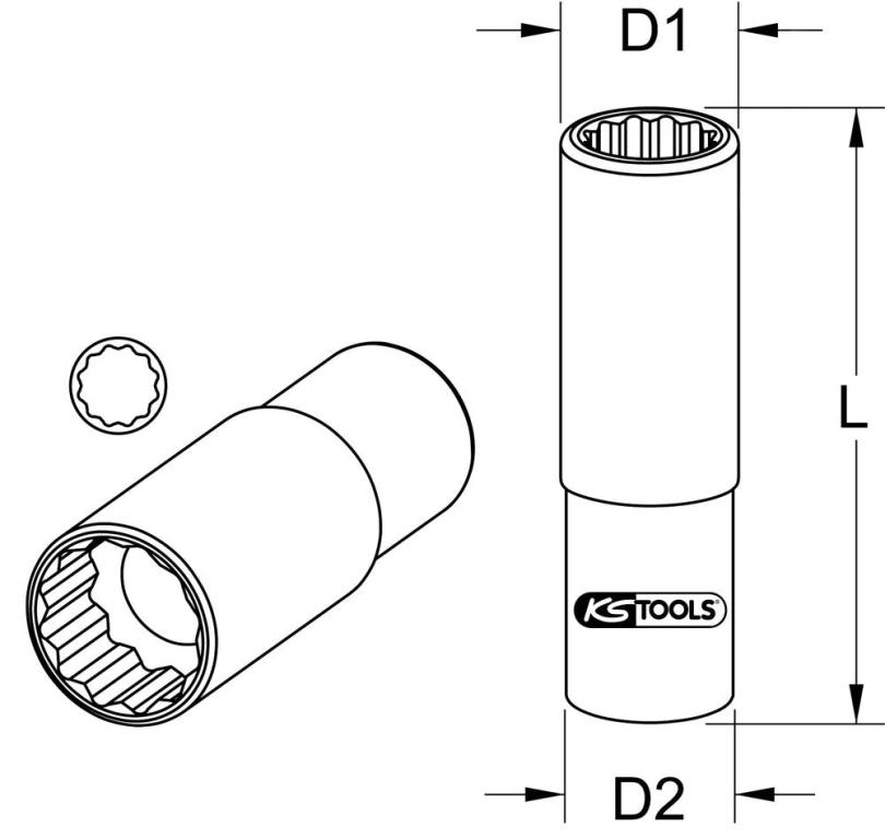 Douille longue pour injecteur diesel piloté KS TOOLS ref. 150.2311