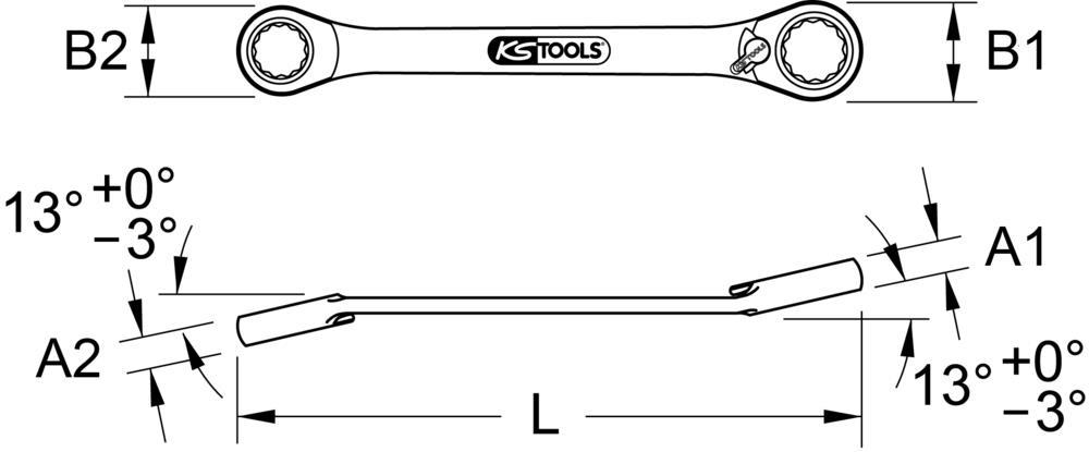 Clé polygonale à cliquet KS TOOLS 503.4572