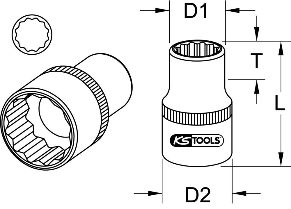 Douille standard 1/2' KS TOOLS 922.1629