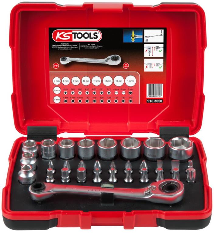 Coffret cliquets et douilles 1/4" KS TOOLS ref. 918.3050