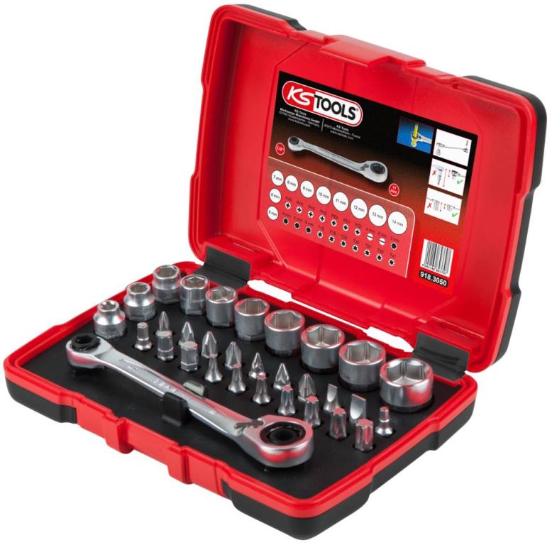 Coffret cliquets et douilles 1/4" KS TOOLS ref. 918.3050