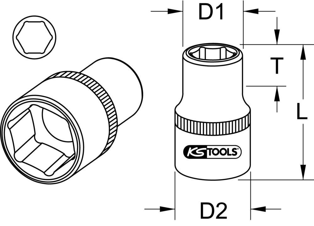 Douille traversante KS TOOLS 918.3064