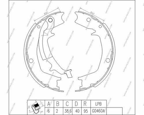 Jeu de mâchoires de frein à main (Mâchoire de frein à main) NIPPON PIECES SERVICES ref. H350I14