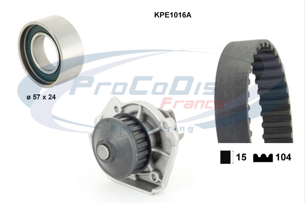 Pompe à eau + kit de courroie de distribution (Kit courroie de distribution) PROCODIS FRANCE ref. KPE1016A