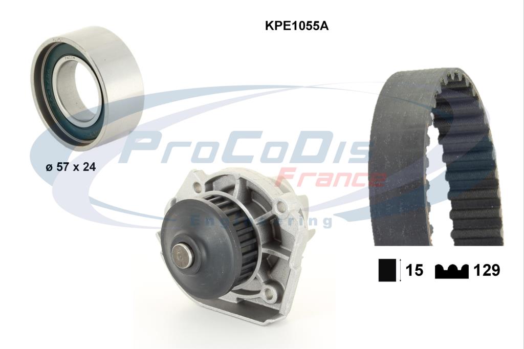 Kit De Distribution + Pompe à Eau RIDEX 3096W0040 - 129 Dents, Largeur 15 Mm - Compatible FIAT Panda, Punto, Doblo, Etc.