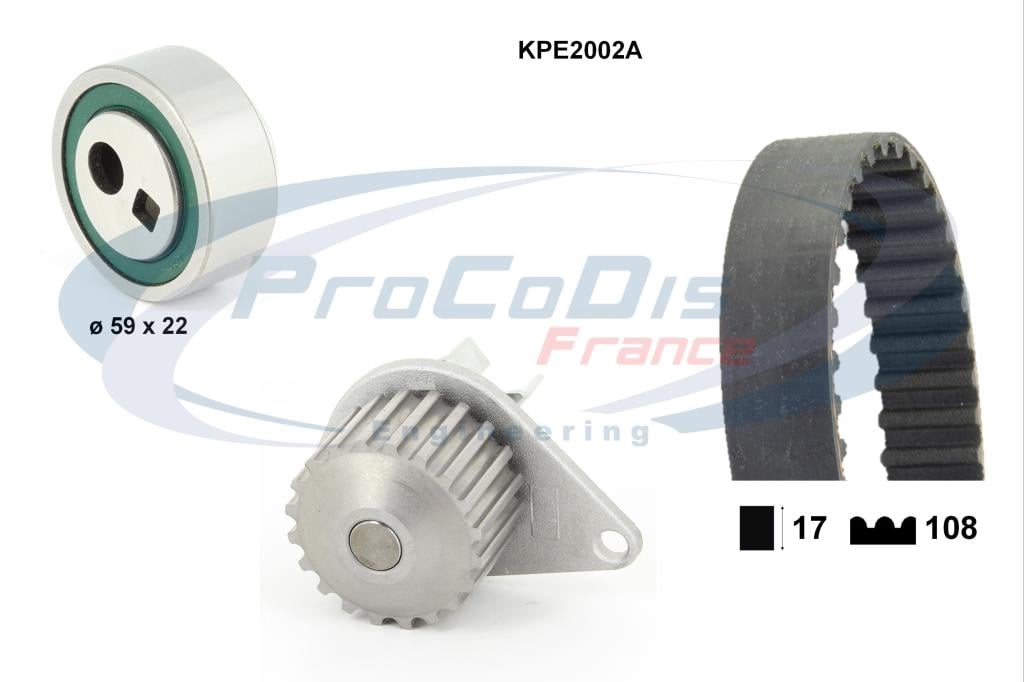 Bomba de agua + kit correa distribución PROCODIS FRANCE ref. KPE2002A