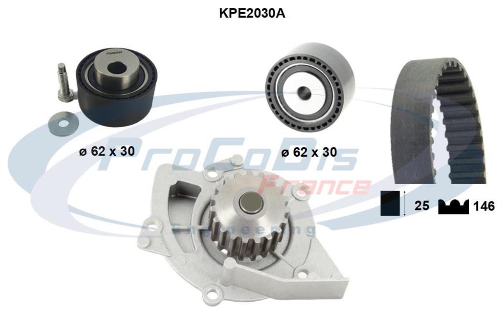 Pompe à eau + kit de courroie de distribution (Kit courroie de distribution) PROCODIS FRANCE ref. KPE2030A