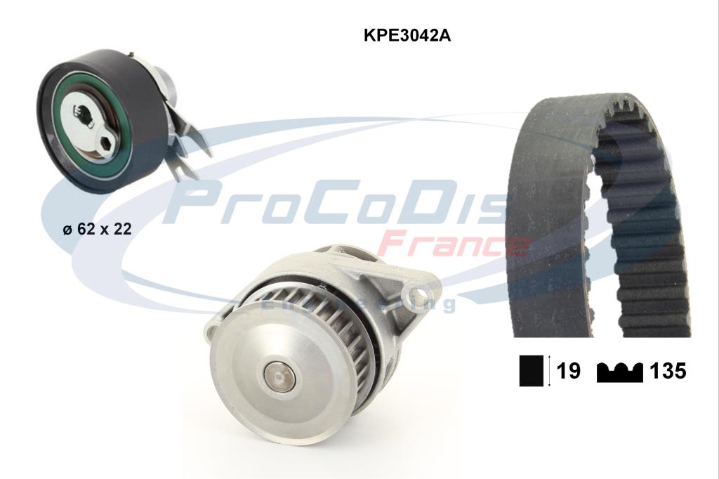 Pompe à eau + kit de courroie de distribution (Kit courroie de distribution) PROCODIS FRANCE ref. KPE3042A