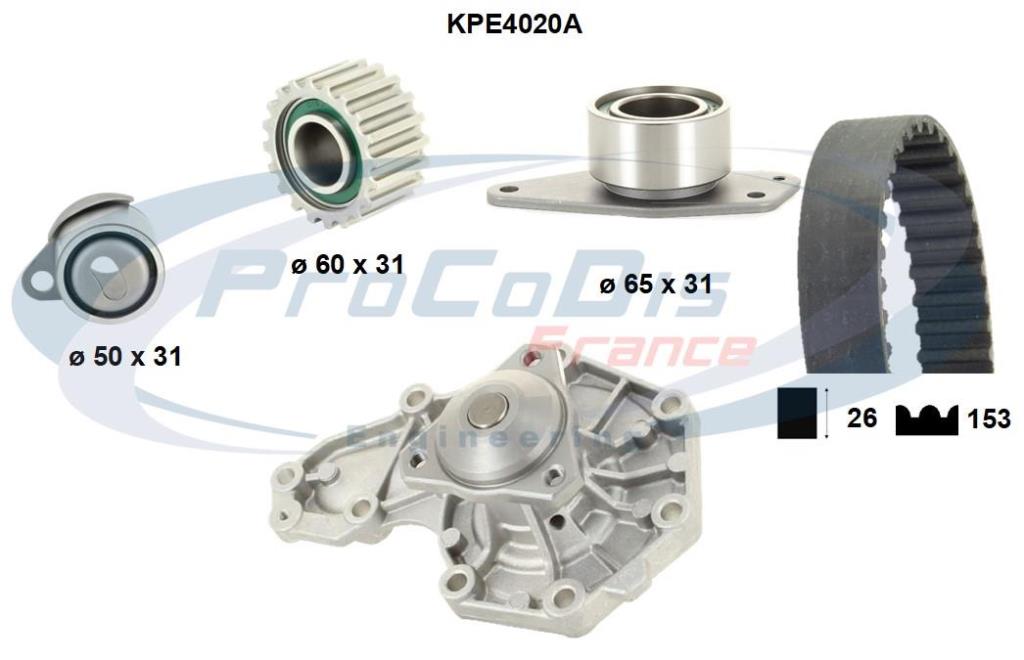 Pompe à eau + kit de courroie de distribution (Kit courroie de distribution) PROCODIS FRANCE ref. KPE4020A