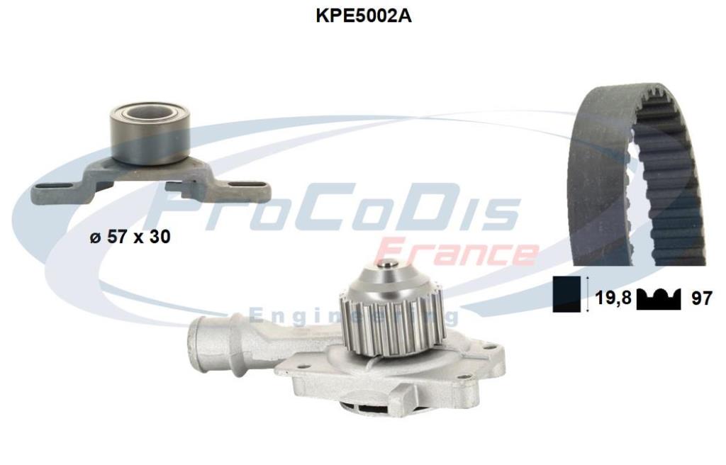 Pompe à eau + kit de courroie de distribution (Kit courroie de distribution) PROCODIS FRANCE ref. KPE5002A