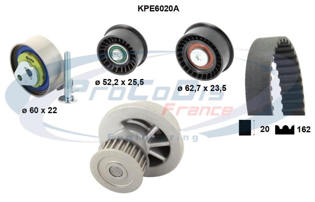 Pompe à eau + kit de courroie de distribution (Kit courroie de distribution) PROCODIS FRANCE ref. KPE6020A