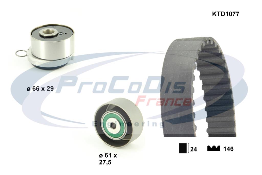 Kit de distribution (Kit courroie de distribution) PROCODIS FRANCE ref. KTD1077