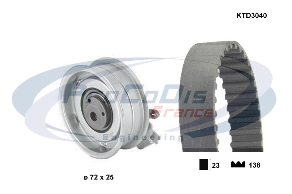 Kit de distribution (Kit courroie de distribution) PROCODIS FRANCE ref. KTD3040