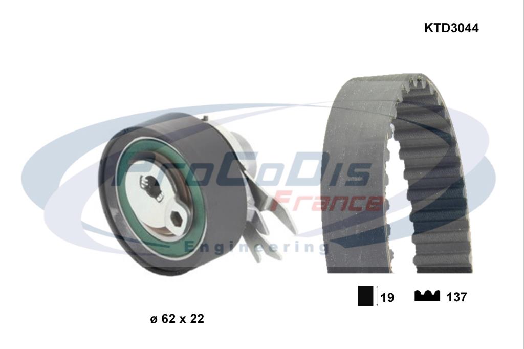 Kit de distribution (Kit courroie de distribution) PROCODIS FRANCE ref. KTD3044