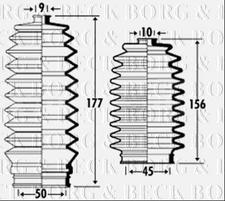 Soufflet de direction (Soufflet de cremaillere) BORG & BECK ref. BSG3312