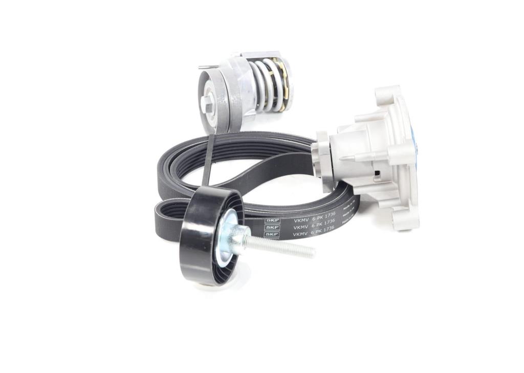 Bomba de agua + kit de correa poli V (Bomba de agua + kit correas de accesorios) SKF ref. VKMC 31047-2