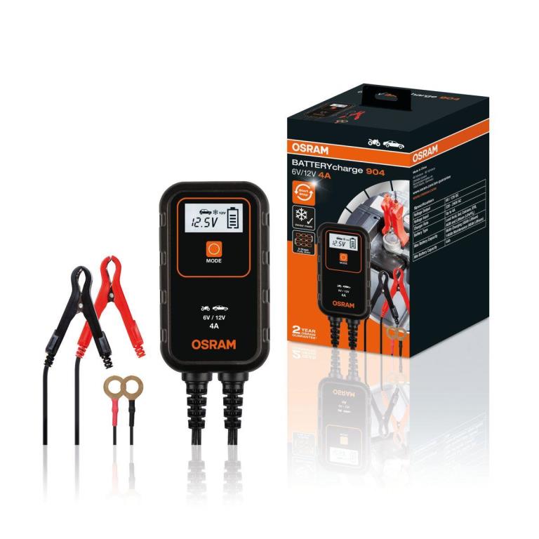 Chargeur de batterie de voiture ((de 6 à 12 V, et câbles)) OSRAM ref. OEBCS904