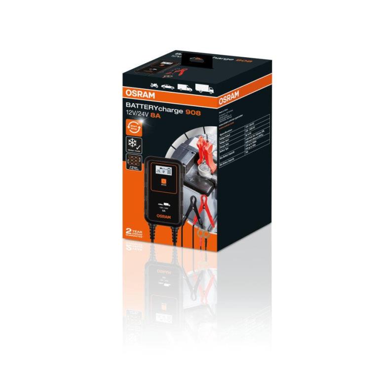 Chargeur de batterie de voiture ((de 6 à 12 V, et câbles)) OSRAM ref. OEBCS908