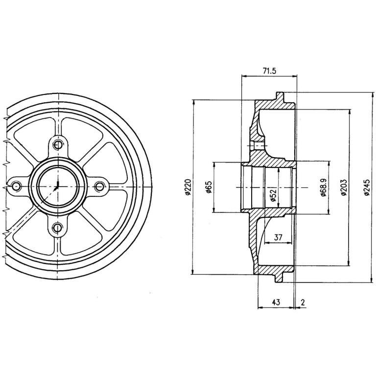Tambour de frein DELPHI ref. BF484