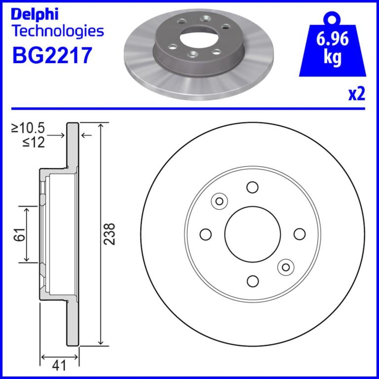 Discos de travão DELPHI ref. BG2217