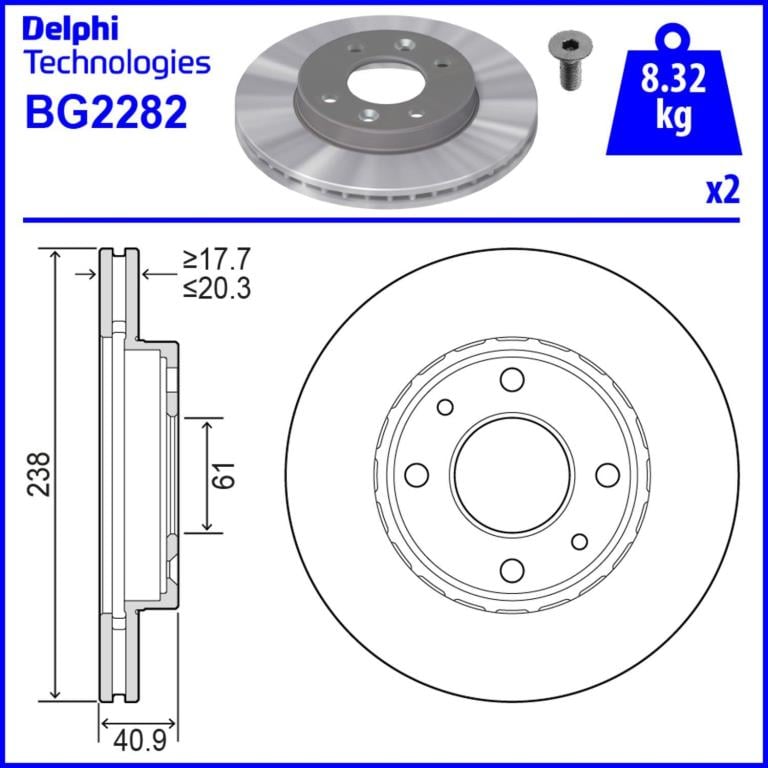 Disques de frein DELPHI ref. BG2282