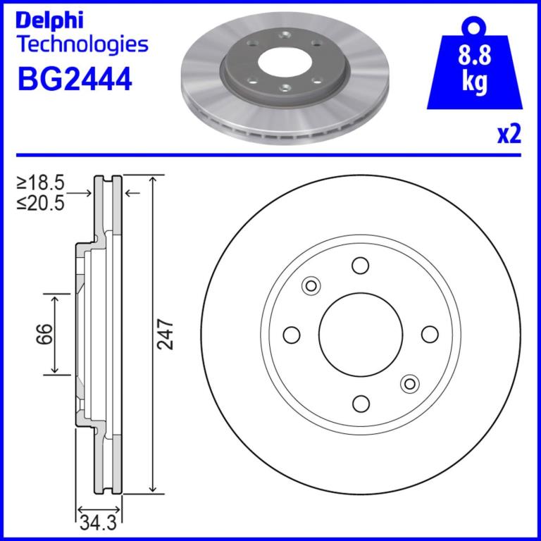 Disques de frein DELPHI ref. BG2444
