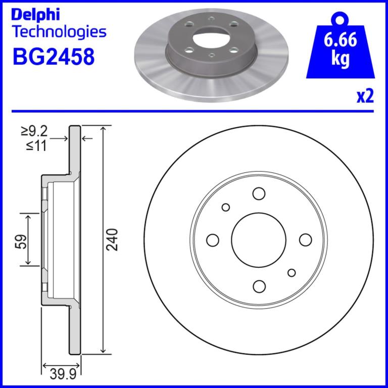 Disques de frein DELPHI ref. BG2458
