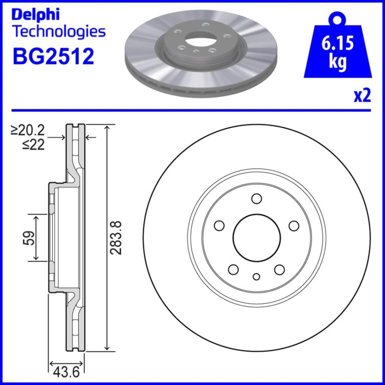 Discos de travão DELPHI ref. BG2512
