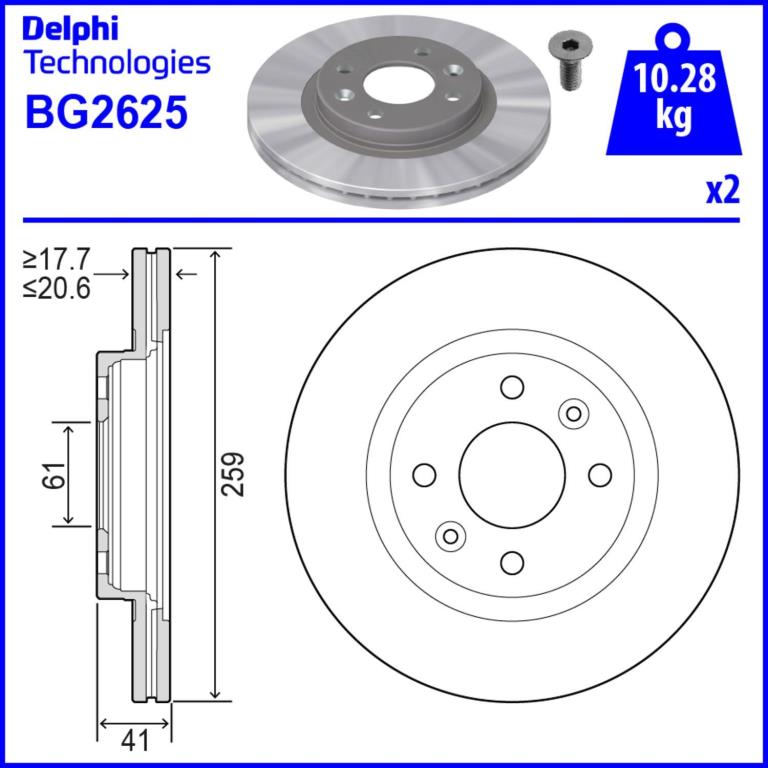 Discos de travão DELPHI ref. BG2625