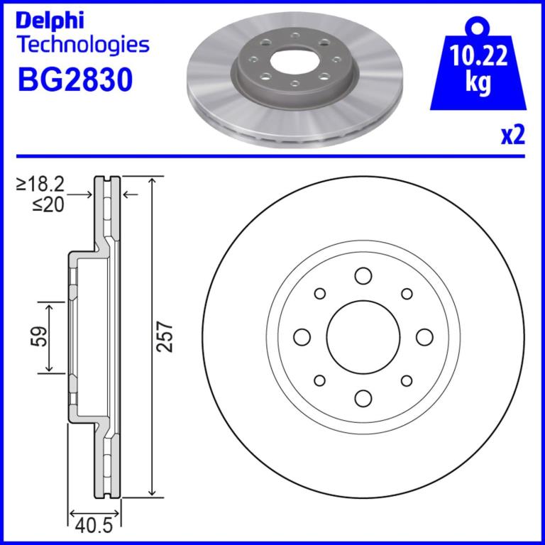 Disques de frein DELPHI BG2830