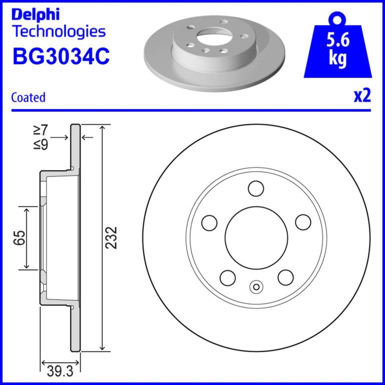 Disques de frein DELPHI ref. BG3034C