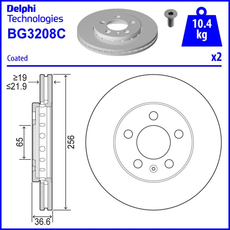 Discos de travão DELPHI ref. BG3208C