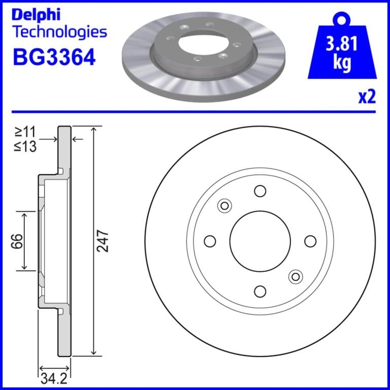 Disques de frein DELPHI ref. BG3364