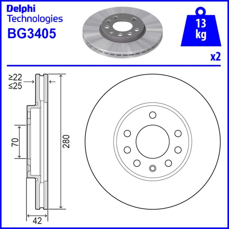 Discos de travão DELPHI ref. BG3405