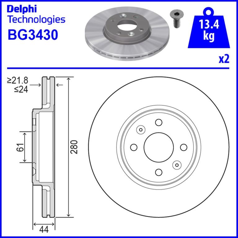 Disques de frein DELPHI ref. BG3430
