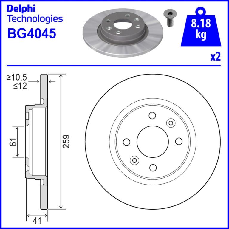 Disques de frein DELPHI ref. BG4045