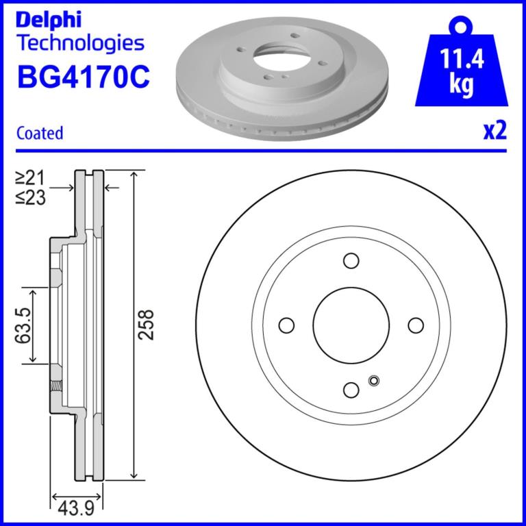 Disques de frein DELPHI ref. BG4170C