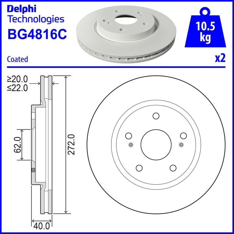 Discos de freno DELPHI ref. BG4816C