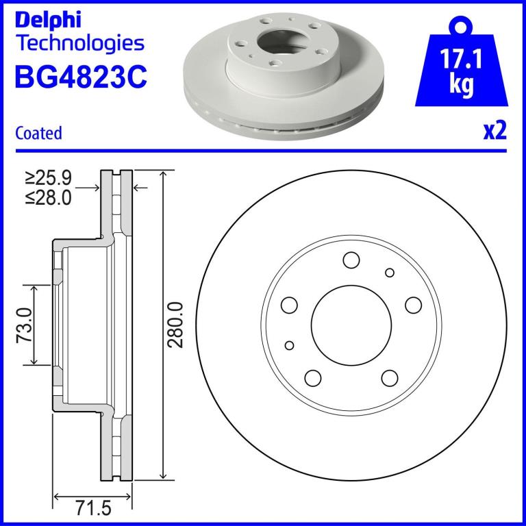 Disques de frein DELPHI ref. BG4823C