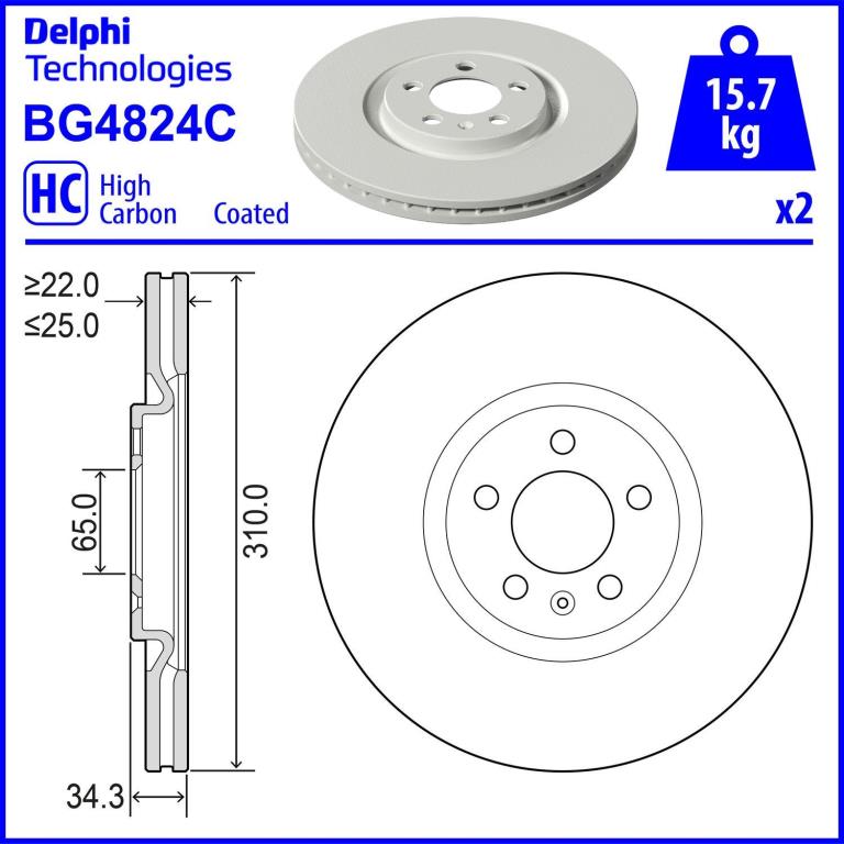 Discos de travão DELPHI ref. BG4824C