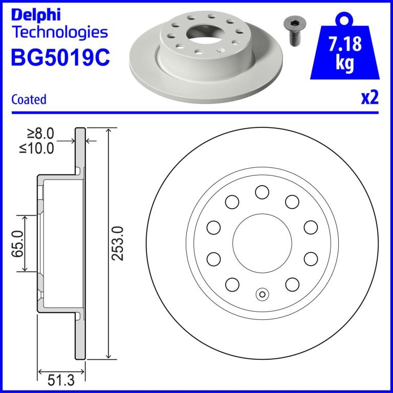 Disques de frein DELPHI ref. BG5019C