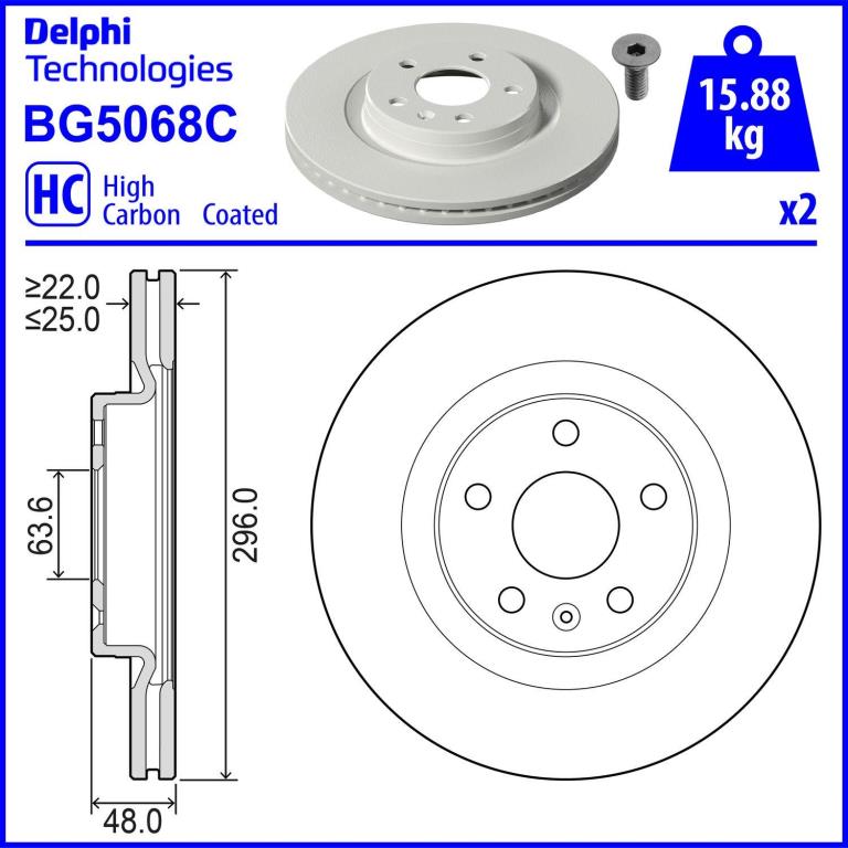 Disques de frein DELPHI ref. BG5068C